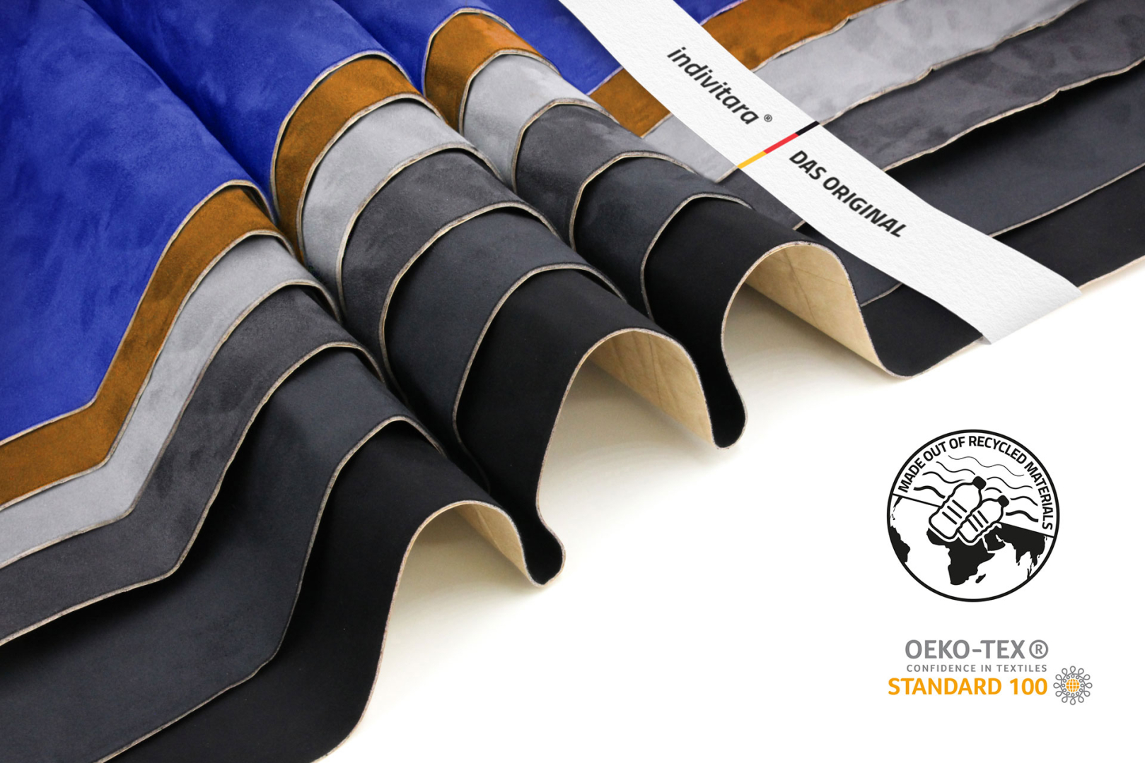 indivitara® Premium Foam - selbstklebender kaschierter Mikrofaserstoff Premium - Meterware - verschiedene Farben - mit Schaumstoffrücken